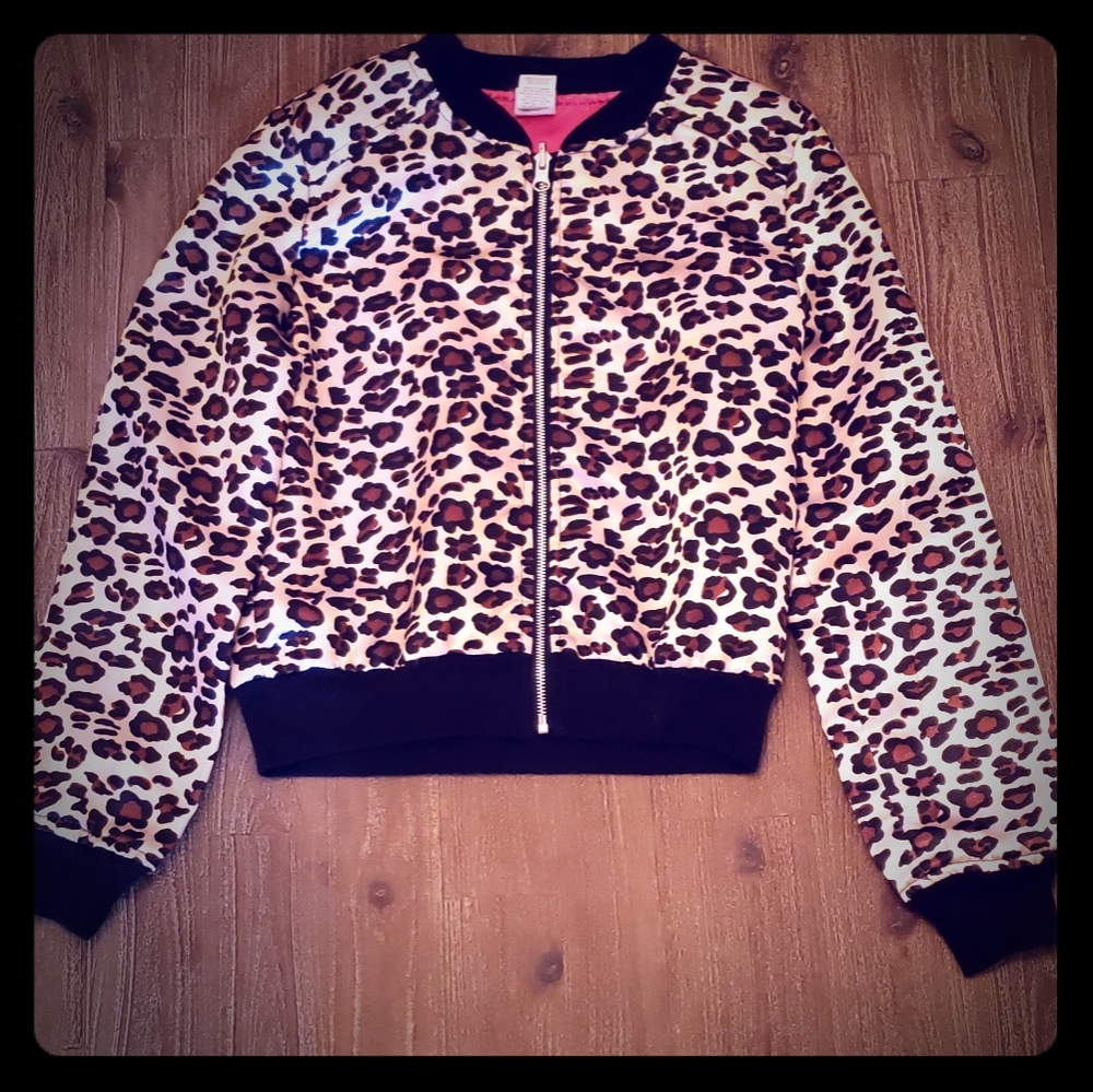 Girls leopard print zip up